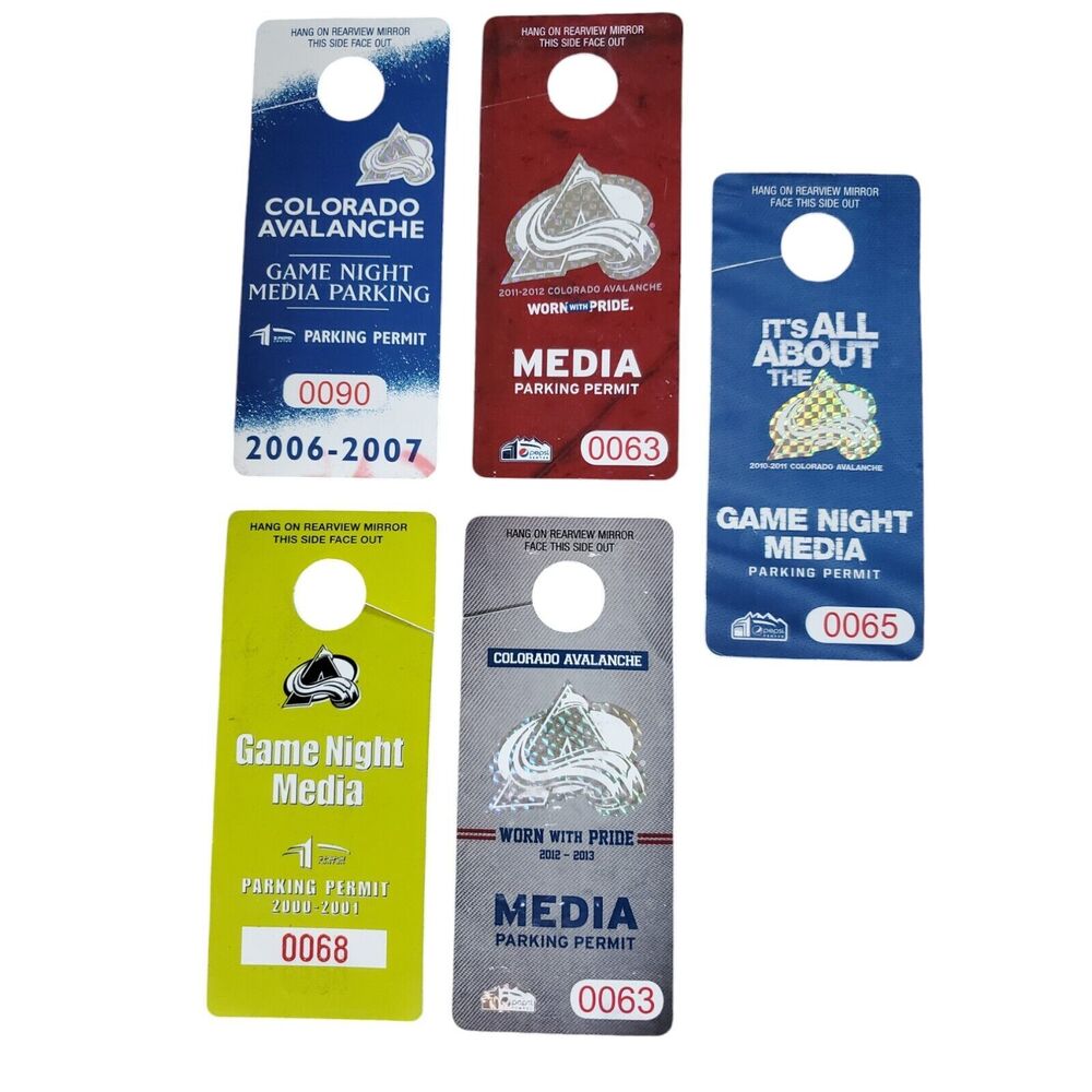 5x Colorado Avalanche Media Parking Permit Badge Vintage Collectible Memorabilia